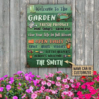 Metal Sign- Garden Little Helpers Always Green Rectangle Metal Sign Custom Name - Thegiftio
