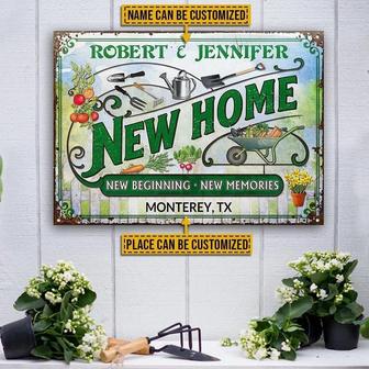 Metal Sign- Garden Married Couple New Home Cute Rectangle Metal Sign Custom Name Place - Thegiftio UK