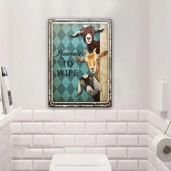 Metal Sign- Goat Remember To Wipe Restroom Cute Pattern Rectangle Metal Sign - Thegiftio UK