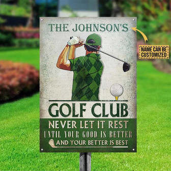 Metal Sign- Golf Club Never Let It Green Rectangle Metal Sign Custom Name - Thegiftio UK