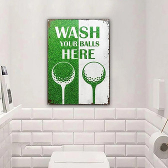Metal Sign- Golf Wash Your Balls Green White Cute Rectangle Metal Sign - Thegiftio