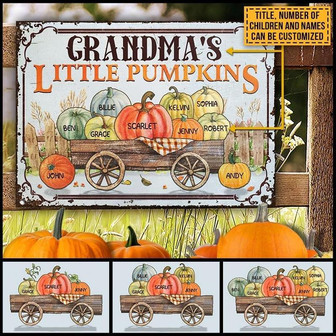 Metal Sign- Grandma's Little Pumpkins Cute Design Rectangle Metal Sign Custom Name Title - Thegiftio UK