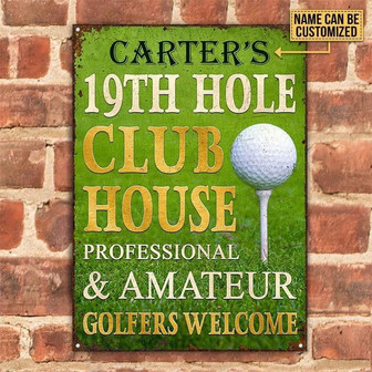 Metal Sign- Grass Golf 19th Hole Club House Welcome Customized Classic Metal Signs - Thegiftio UK