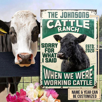 Metal Sign- Green Design Angus Cattle Sorry For What I Said Rectangle Metal Sign Custom Name - Thegiftio UK