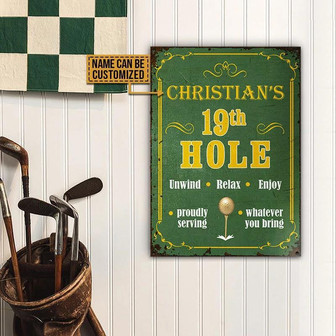 Metal Sign- Green Design Golf Unwind Relax Rectangle Metal Sign Custom Name - Thegiftio UK