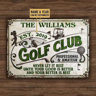 Metal Sign- Green Grass Golf Club And Your Better Is Best Custom Name Rectangle Metal Sign - Thegiftio UK