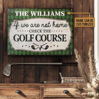 Metal Sign- Green Rhombus Design Golf Course Rectangle Metal Sign Custom Name - Thegiftio UK