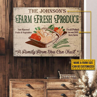 Metal Sign- Hand Drawn Farm Fresh You Can Trust Rectangle Metal Sign Custom Name Farm Size - Thegiftio UK