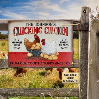 Metal Sign- Hen House Fresh Chicken Clucking Chicken Rectangle Metal Sign Custom Name Year - Thegiftio UK