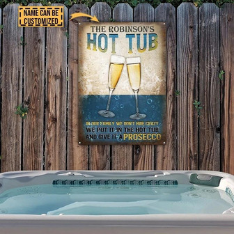 Metal Sign- Hot Tub Give It Custom Name Rectangle Metal Sign Nice Design - Thegiftio UK