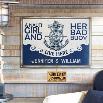 Metal Sign- Impressive Sailor Nauti Girl Bad Buoy Rectangle Metal Sign Custom Name - Thegiftio UK