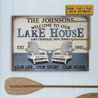 Metal Sign- Lake Our Life Our Story Rectangle Metal Sign Custom Name Place Year - Thegiftio UK