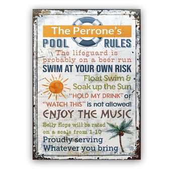 Metal Sign- Lifeguard Is Properly On A Beer Run Rectangle Metal Sign Custom Name - Thegiftio