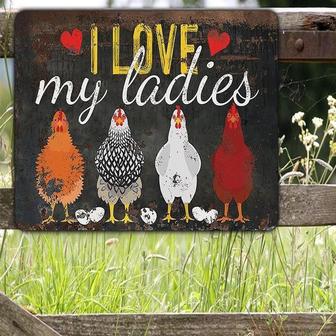 Metal Sign- I Love My Ladies Chicken Grunge Theme Rectangle Metal Sign - Thegiftio UK