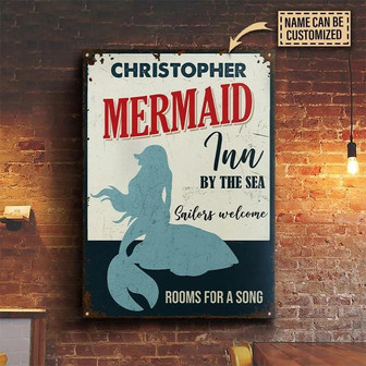 Metal Sign- Lovely Design Mermaid Inn Song Rectangle Metal Sign Custom Name - Thegiftio UK