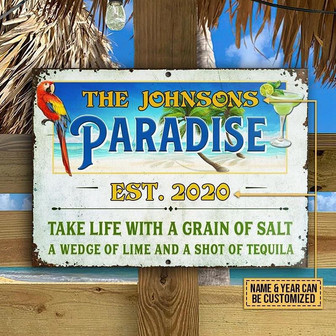 Metal Sign- Lovely Design Paradise Parrot Take Life Rectangle Metal Sign Custom Name Year - Thegiftio UK