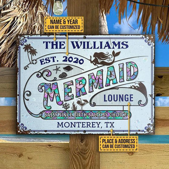 Metal Sign- Mermaid Scale Sassy Salty By Choice Custom Name Rectangle Metal Sign - Thegiftio UK
