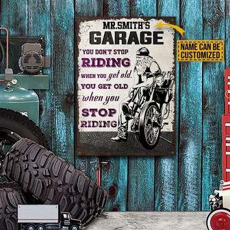 Metal Sign- Motorcycling Get Old Beautiful Design Rectangle Metal Sign Custom Name - Thegiftio UK