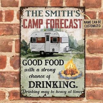 Metal Sign- Mountain Landscape Camping Forecast Rectangle Metal Sign Custom Name - Thegiftio UK