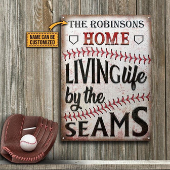 Metal Sign- Nice Design Baseball Living Life Rectangle Metal Sign Custom Name - Thegiftio