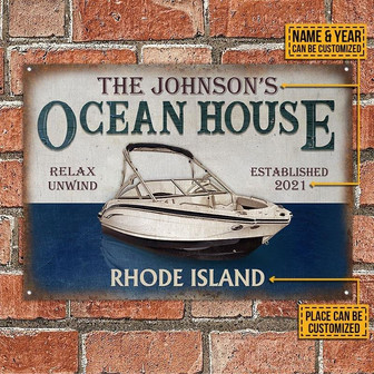 Metal Sign- Nice Design Bow Rider Ocean House Relax Rectangle Metal Sign Custom Name Year Place - Thegiftio UK