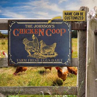 Metal Sign- Nice Design Chicken Coop Black Farm Fresh Eggs Daily Rectangle Metal Sign Custom Name - Thegiftio UK