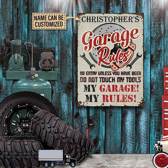 Metal Sign- Nice Design Garage No Entry Unless Rectangle Metal Sign Custom Name - Thegiftio UK