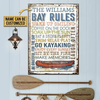 Metal Sign- Nice Design Kayak Bay Rules Wake Up Rectangle Metal Sign Custom Name - Thegiftio UK