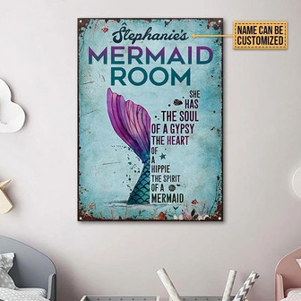 Metal Sign- Nice Design Mermaid She Has Rectangle Metal Sign Custom Name - Thegiftio UK