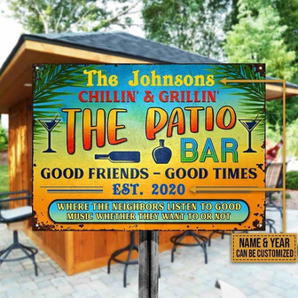 Metal Sign- The Patio Bar Unique Style Rectangle Metal Sign Custom Name Year - Thegiftio UK