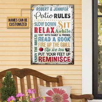 Metal Sign- Patio Slow Down Rectangle Metal Sign Custom Name - Thegiftio UK