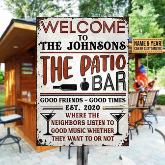 Metal Sign- The Patio Backyard Good Friends Good Times Rectangle Metal Sign Custom Name Year - Thegiftio
