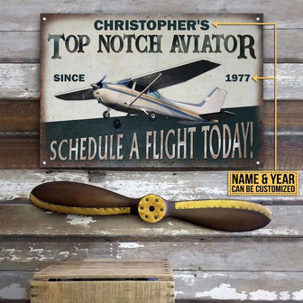 Metal Sign- Pilot Top Notch Aviator Custom Name Year Rectangle Metal Sign Beautiful Design - Thegiftio
