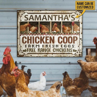 Metal Sign- Pretty Chicken Free Range Chickens Rectangle Metal Sign Custom Name - Thegiftio