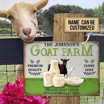 Metal Sign- Pretty Goat Farm Wholesome Custom Name Rectangle Metal Sign - Thegiftio UK