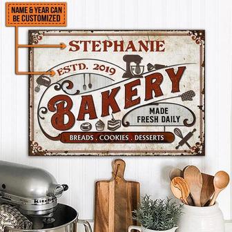 Metal Sign- Red Bakery Baking Vintage Breads Cookies Rectangle Metal Sign Custom Name Year - Thegiftio UK