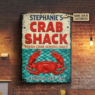 Metal Sign- Red Crab Shack Served Daily Rectangle Metal Sign Custom Name - Thegiftio UK