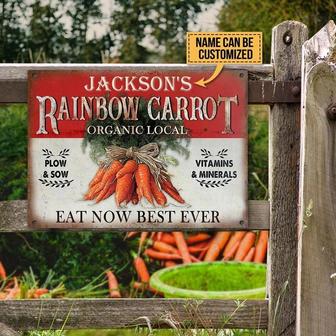 Metal Sign- Red Pattern Garden Rainbow Carrot Rectangle Metal Sign Custom Name - Thegiftio UK