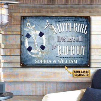 Metal Sign- Sailor Live Here Blue Rectangle Metal Sign Custom Name - Thegiftio UK
