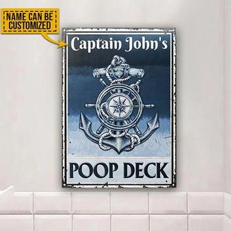 Metal Sign- Sailor Navy Captain Beach Poop Deck Blue Rectangle Metal Sign Custom Name - Thegiftio UK