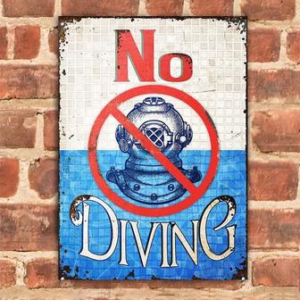 Metal Sign- Scuba Diving Pool No Diving Nice Design Rectangle Metal Sign - Thegiftio UK