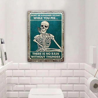 Metal Sign- Skeleton No Rain Without Thunder Rectangle Metal Sign - Thegiftio UK