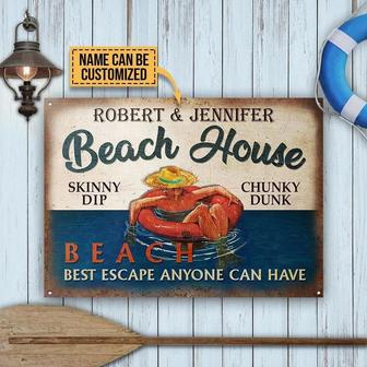 Metal Sign- Skinny Dip Swim Beach House Escape Custom Name Rectangle Metal Sign - Thegiftio UK