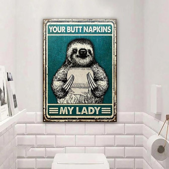 Metal Sign- Sloth Your Butt Napkins My Lady Blue Rectangle Metal Sign - Thegiftio UK