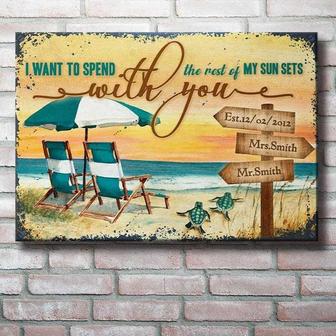 Metal Sign- Spend The Rest Of My Sun Sets With You Rectangle Metal Sign Custom Name - Thegiftio UK