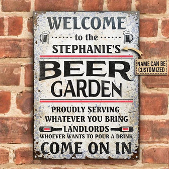 Metal Sign- Wealome Beer Garden Come On In Custom Name Rectangle Metal Sign - Thegiftio