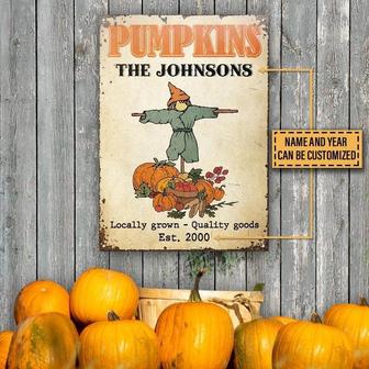 Metal Sign- Welcome Pumpkin Patch Fall Season Funny Pattern Rectangle Metal Sign Custom Name Year - Thegiftio UK