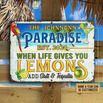 Metal Sign- When Life Gives You Lemons Rectangle Metal Sign Custom Name Year - Thegiftio UK