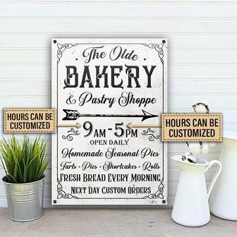 Metal Sign- White Theme Bakery Pastry Shoppe Rectangle Metal Sign Custom Name - Thegiftio UK