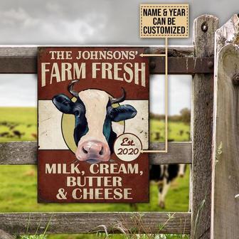 Metal Sign- White And Black Cattle Milk Cream Butter Cheese Home Decor Rectangle Metal Sign Custom Name Year - Thegiftio UK
